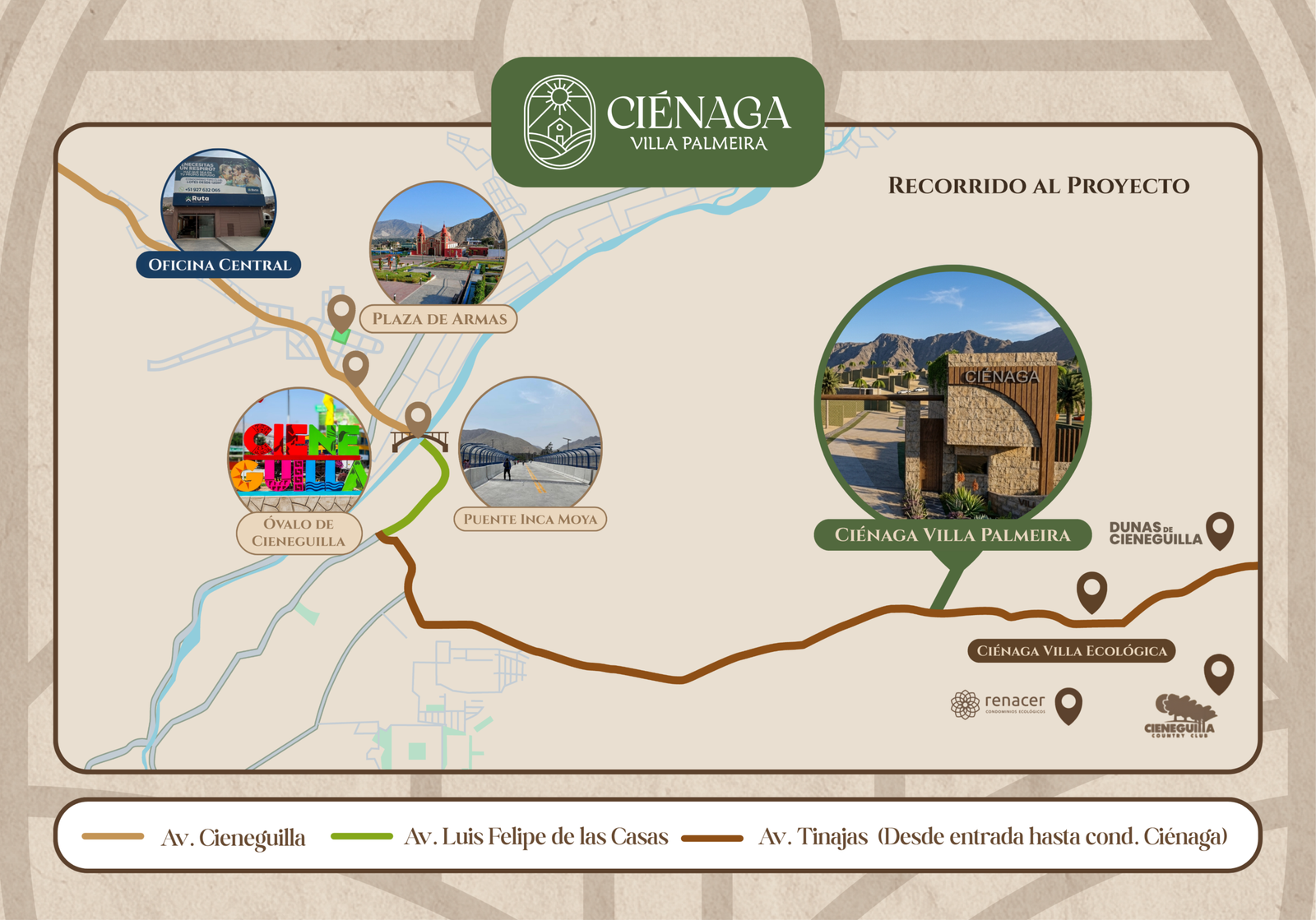 Mapa de ubicación Ciénaga Villa Palmeira ruta Cieneguilla